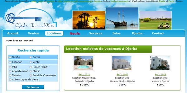 Site web de la Société Djerba Immobilier