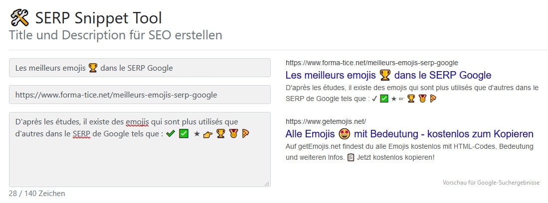 meilleurs emojis serp google